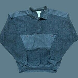 Envoy Vintage 80s Pullover Dark Gray Knit Cotton Blend Shacket Men's Size XL